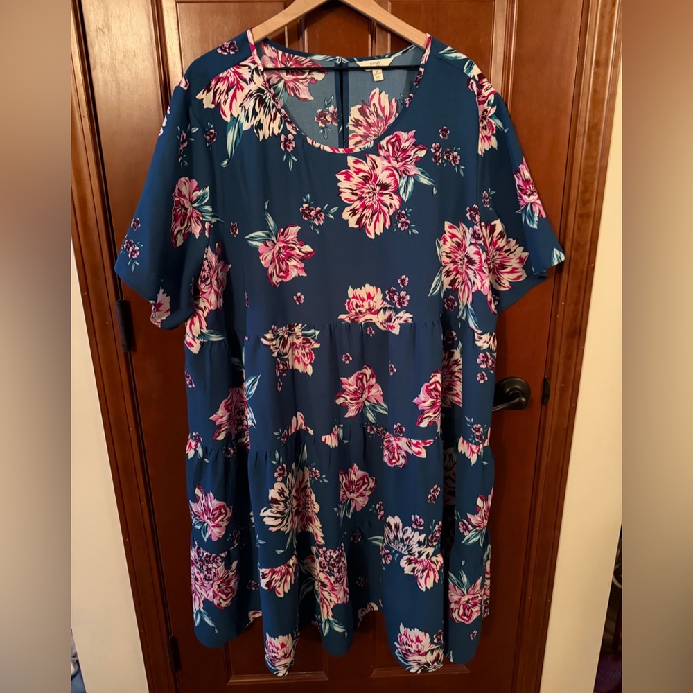 Terra & Sky Blue and Pink Floral Dress